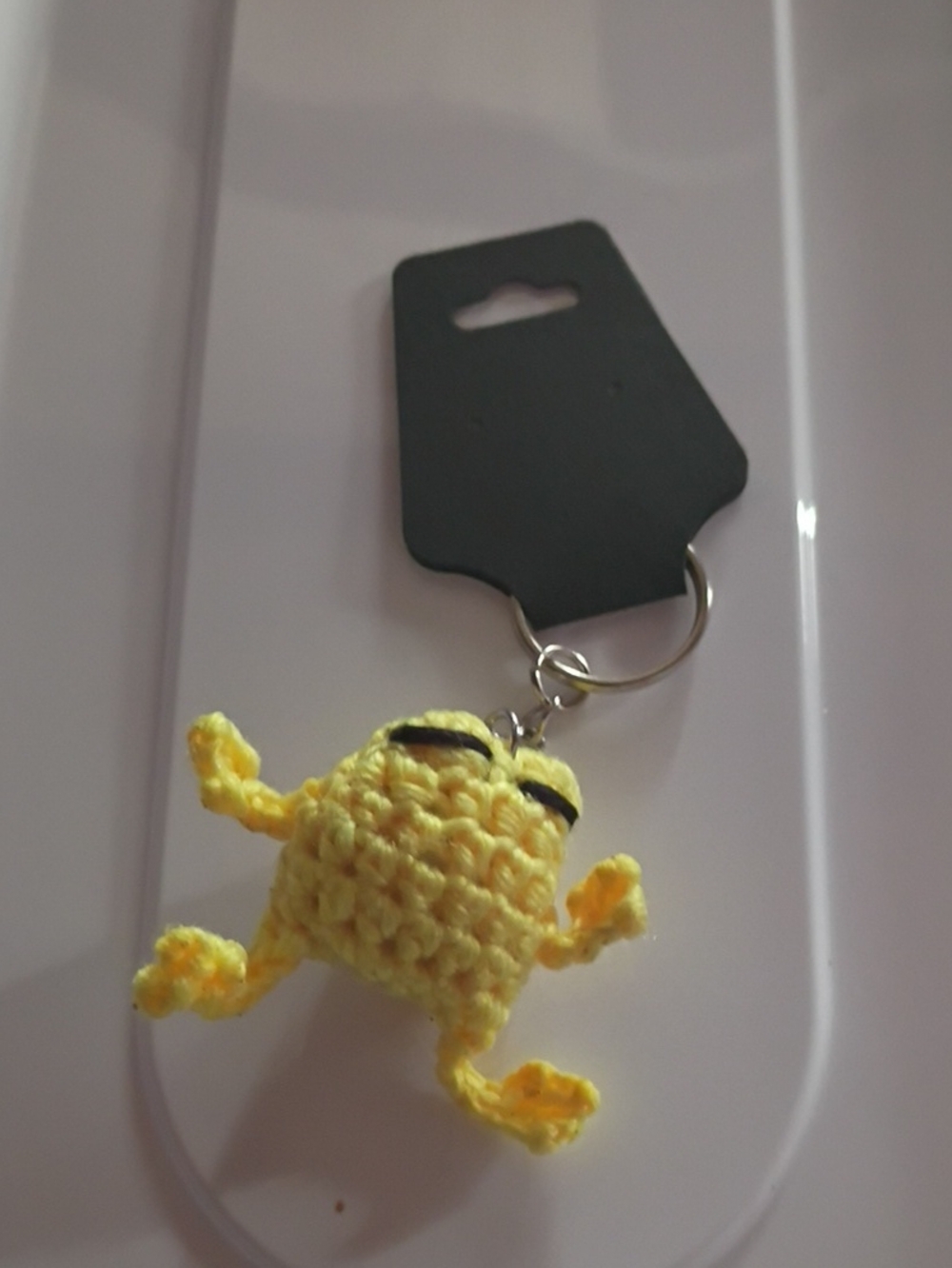 Cute Yellow Frog Crochet Keychain Plushie | Handmade